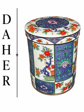 ✨ Vintage Daher Decorated Ware Lidded Canister – Floral & Bird Design ✨